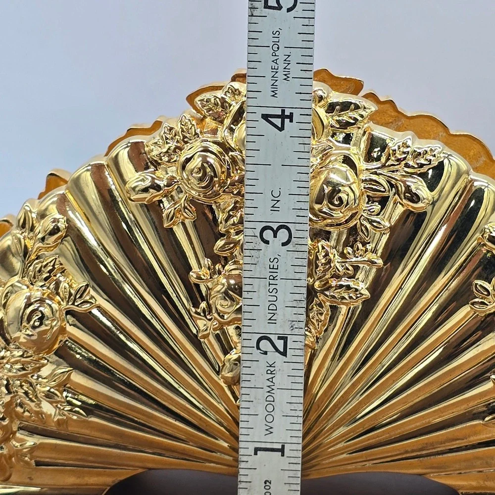 Royal Doulton‎ Gold Fan Rose Napkin Holder Elegant Ornate Table Decor